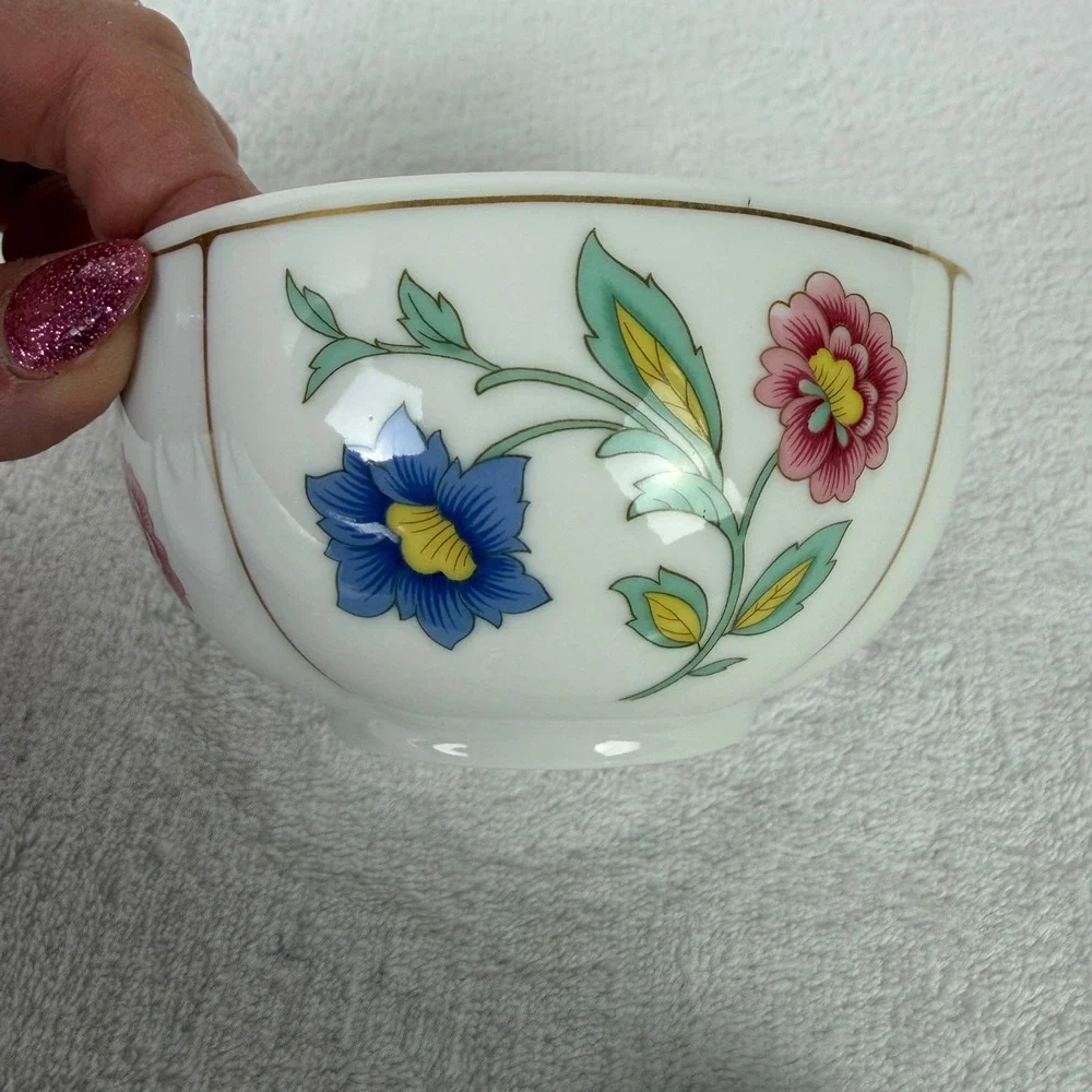 Heinrich W-Germany Floral Porcelain Lidded Sugar Bowl Trinket Dish Gold Gilt